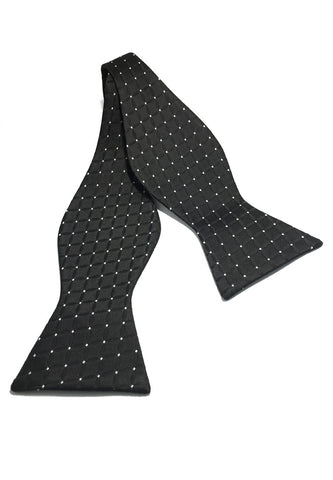 Manual Series Black Checked Design Self-tied Man Made Silk Bow Tie
