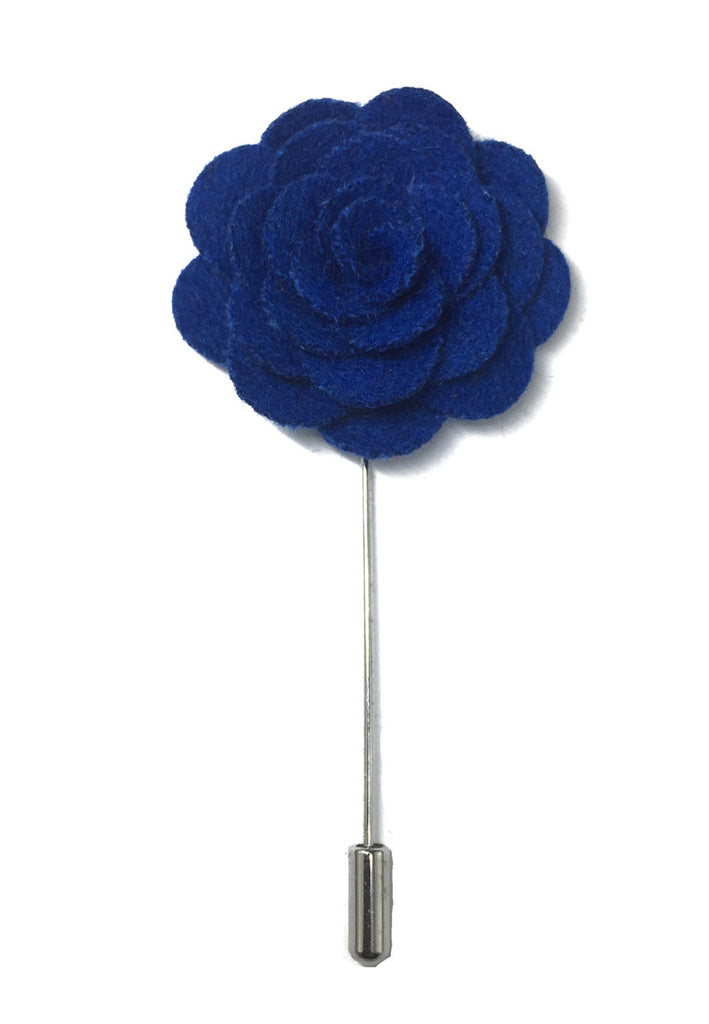 Pin Lapel Bunga Kain Camellia Klasik Biru