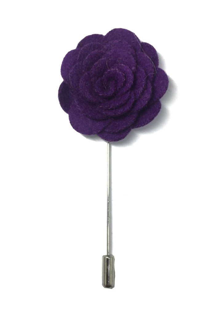 Pin Lapel Bunga Kain Camellia Klasik Ungu