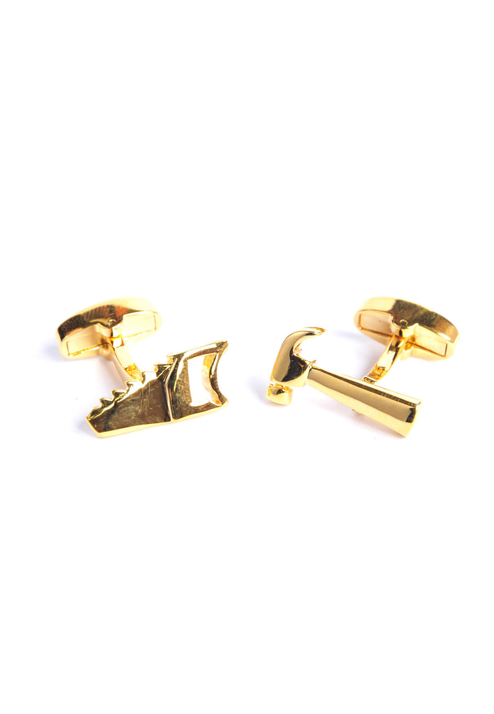 Gold Plated Handyman Hammer & Saw Cufflinks