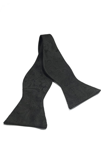 Manual Series Electric Black Patterned Self-tied Man Made Silk Bow Tie