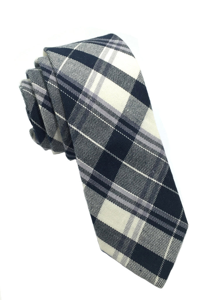 Grids Series Blue & White Skinny Cotton Tie
