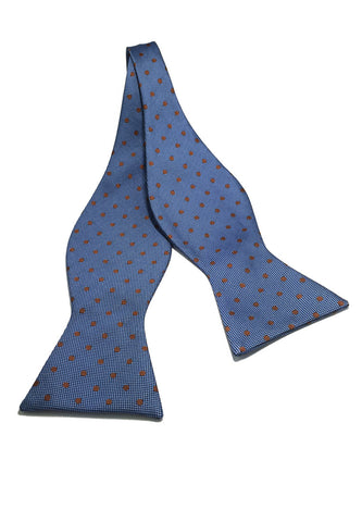 Manual Series Orange Polka Dots Light Blue Self-tied Man Made Silk Bow Tie