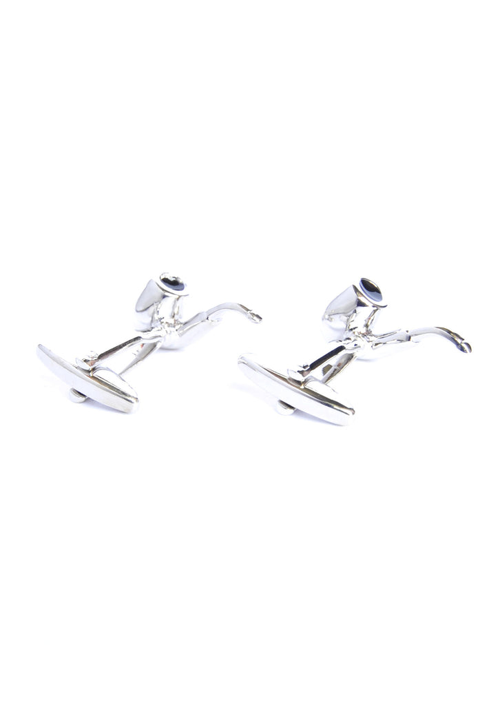 Chrome Finished Bent Style Smoking Pipe Cufflinks