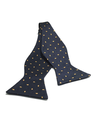 Manual Series Orange Raindrops Design Black Self-tied Man Made Silk Bow Tie
