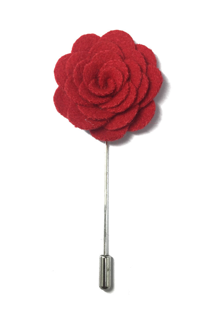 Pin Lapel Bunga Kain Camellia Klasik Merah