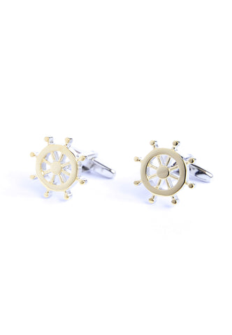 Two Tone Ship Wheels Cufflinks