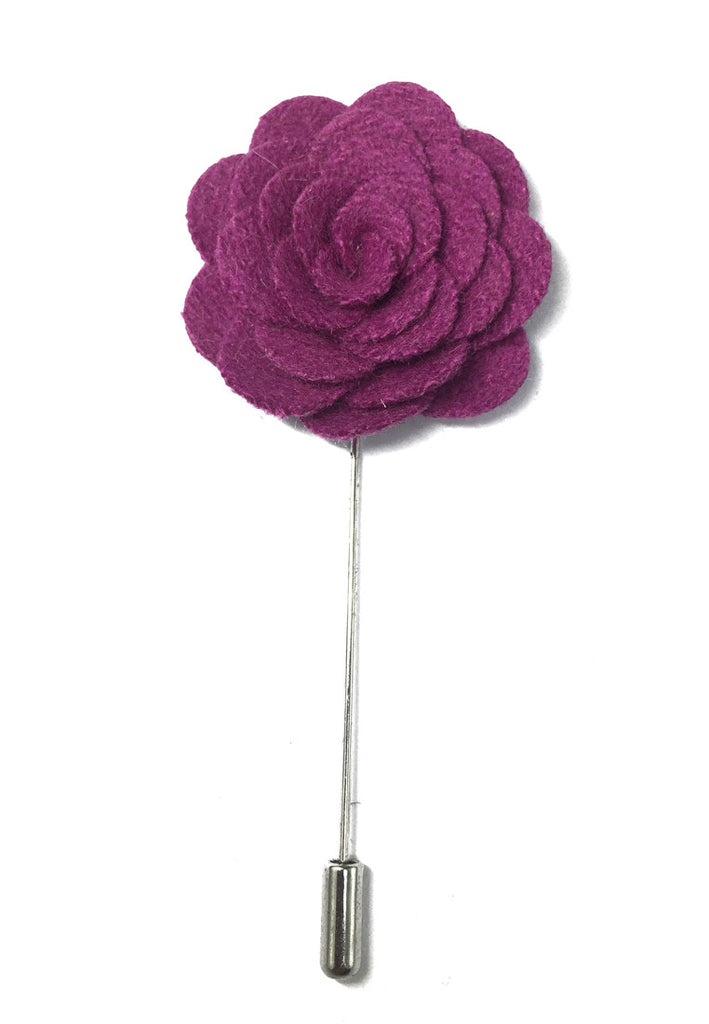 Violet Classic Camellia Fabric Flower Lapel Pin