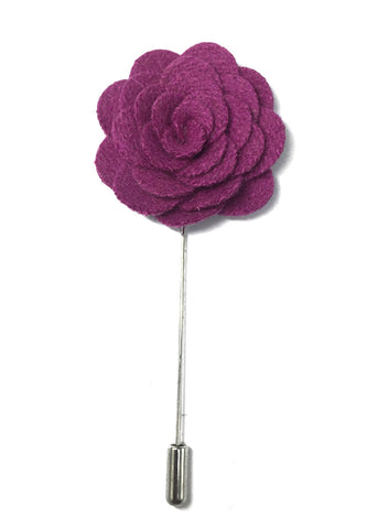Pin Lapel Bunga Kain Camellia Klasik Violet