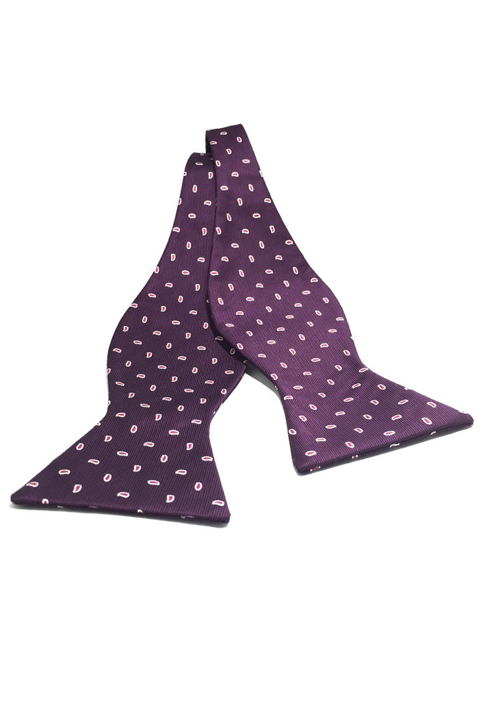 Manual Series Pink Raindrops Design Purple Self-tied Man Made Silk Bow Tie