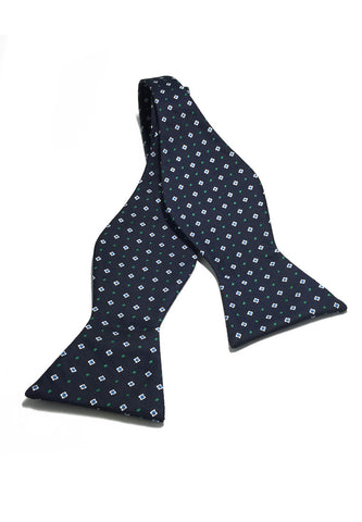Manual Series Baby Blue Small Squares Design Dark Blue Self-tied Man Made Silk Bow Tie