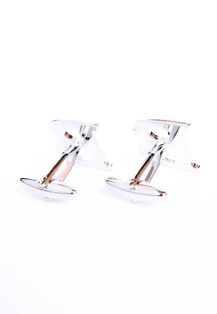 Monogram Alphabet Rhodium Plated Cufflinks - B