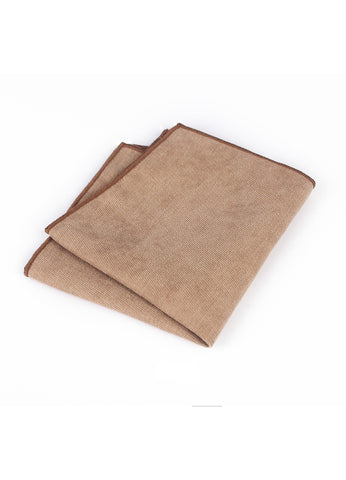 麂皮系列棕色口袋方巾