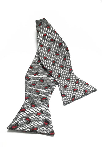 Manual Series Red Big Droplets Design Silver Self-tied Man Made Silk Bow Tie