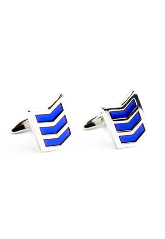 Triple Blue Army Stripe Style Cufflinks