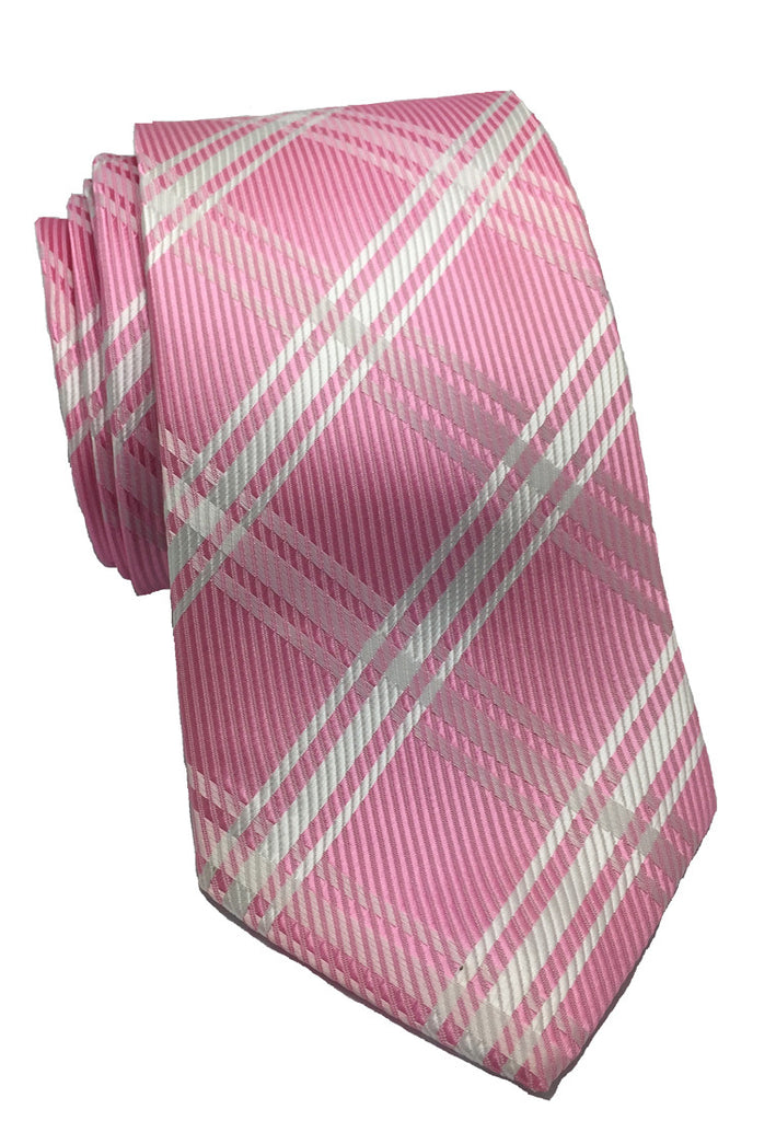 棋盘格系列粉色格纹真丝领带