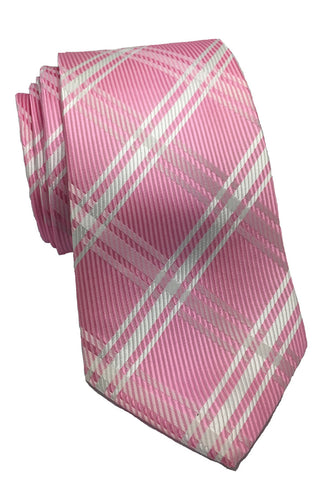 Checkerboard Series Pink Checked Design Silk Tie