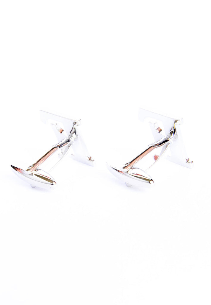 Monogram Alphabet Rhodium Plated Cufflinks - F