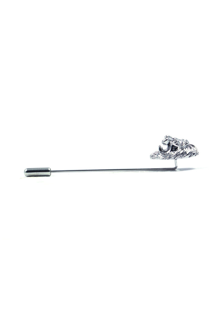 Silver Lion Head Lapel Pin 2