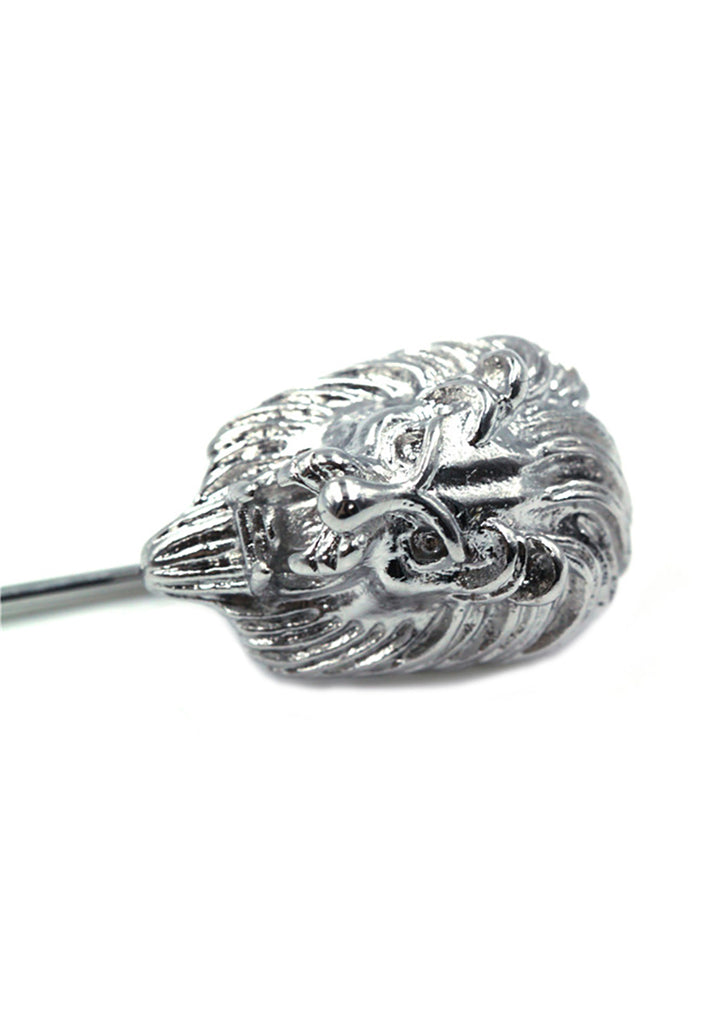 Silver Lion Head Lapel Pin 2