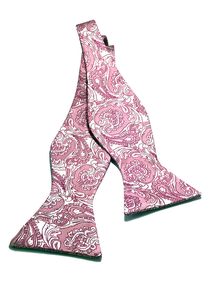 Manual Series Light Pink Patterned Self-tied Man Made Silk Bow Tie