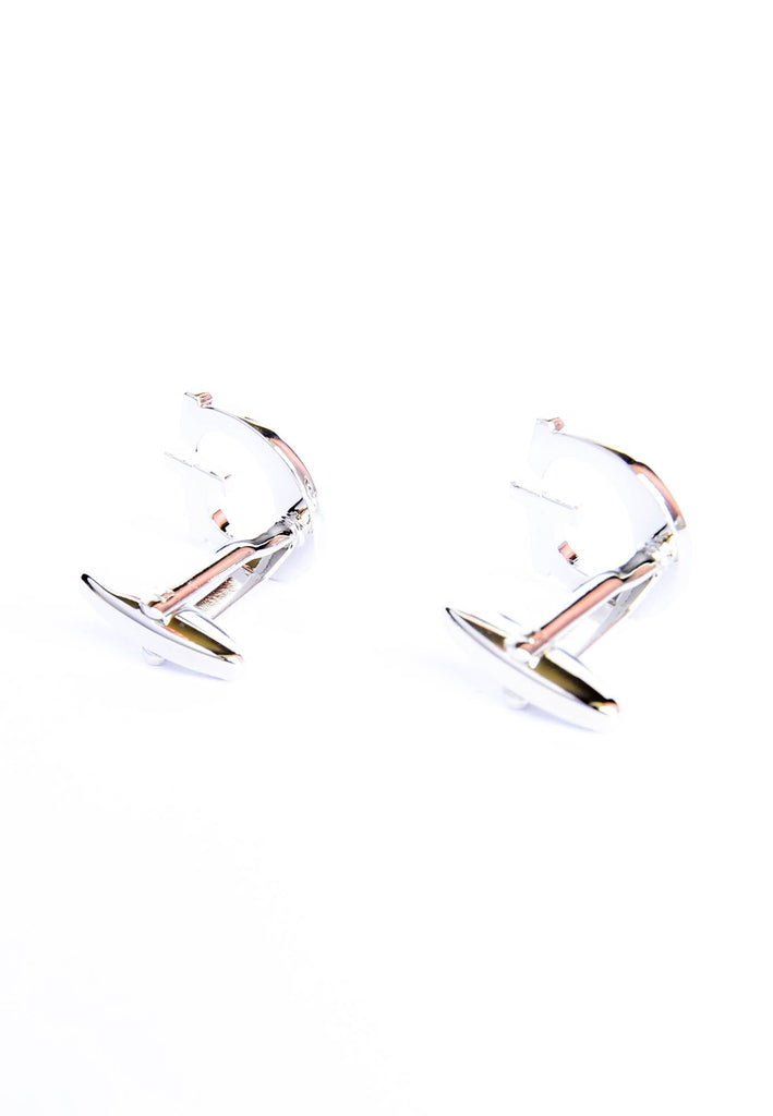 Monogram Alphabet Rhodium Plated Cufflinks - G