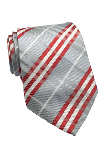 Checkerboard Series Silver Checked Design Silk Tie