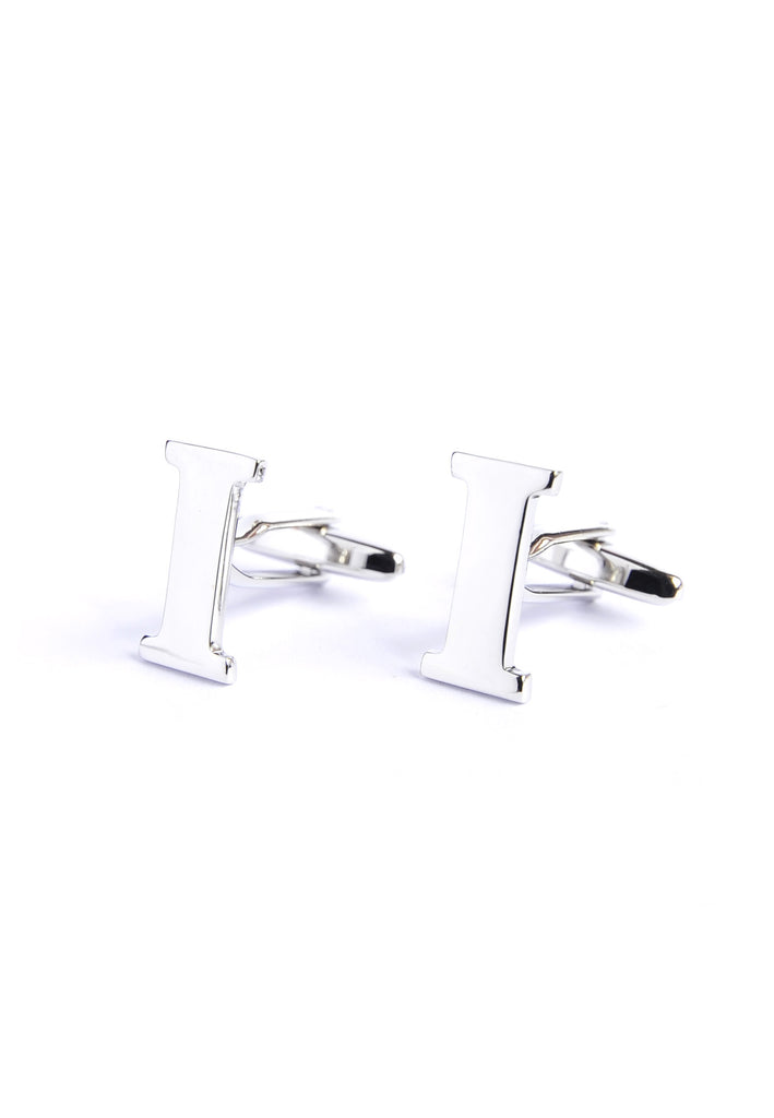 Monogram Alphabet Rhodium Plated Cufflinks - I