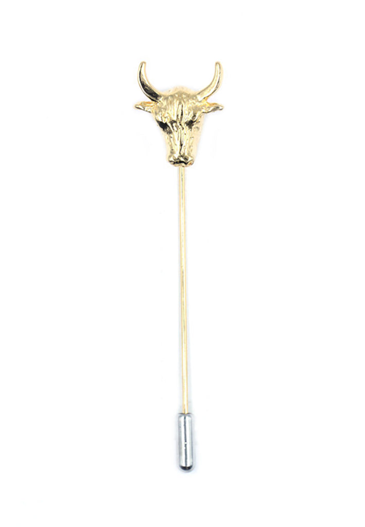 Gold Bull Head Lapel Pin