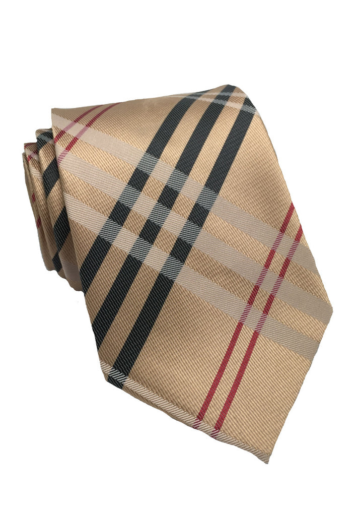 Checkerboard Series Rose Gold Checked Design Silk Tie