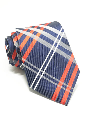 Checkerboard Series Navy Blue Checked Design Silk Tie