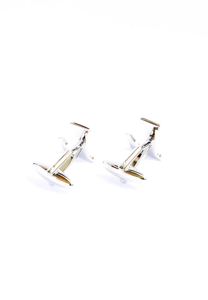 Monogram Alphabet Rhodium Plated Cufflinks - L