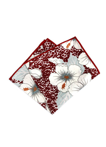 Florid Series Flowery Pattern Red Pocket Square