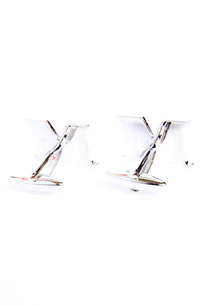 Monogram Alphabet Rhodium Plated Cufflinks - M