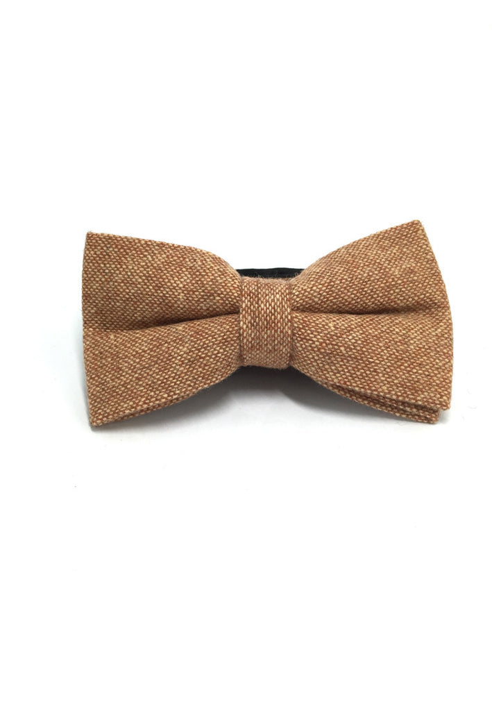 Dolly Series Apricot Brown Wool Pra-ikat Bow Tie
