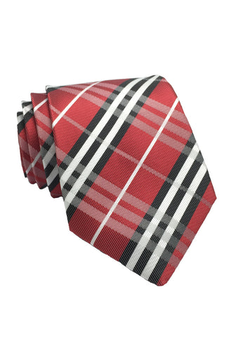 Checkerboard Series Red Checked Design Silk Tie