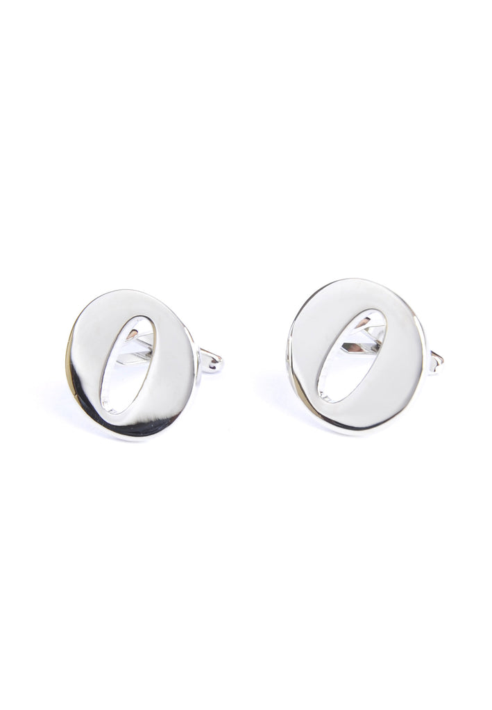 Monogram Alphabet Rhodium Plated Cufflinks - O