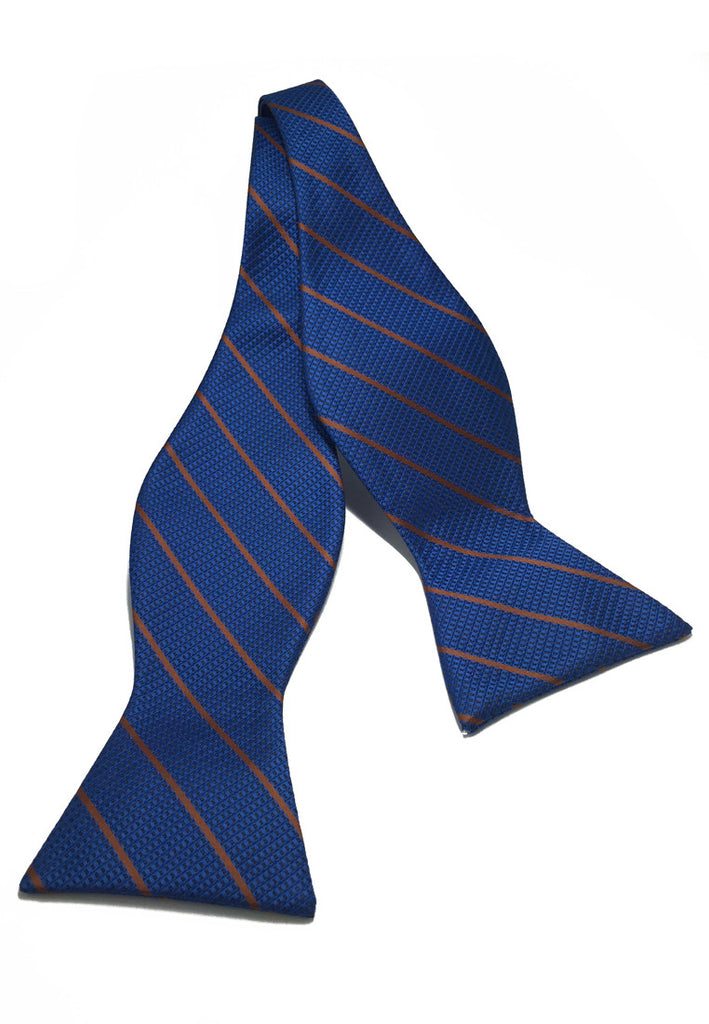 Manual Series Brown Stripes Blue Self-tied Man Made Silk Bow Tie