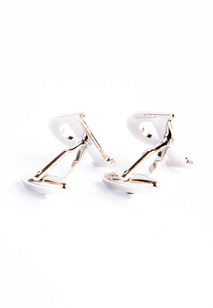 Monogram Alphabet Rhodium Plated Cufflinks - P