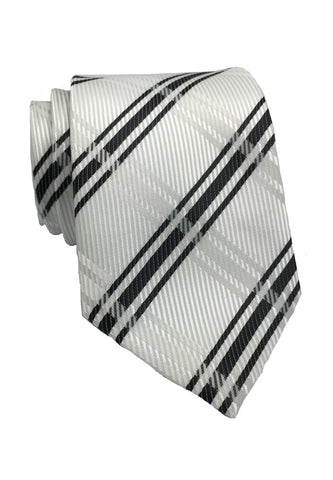 Checkerboard Series White Checked Design Silk Tie