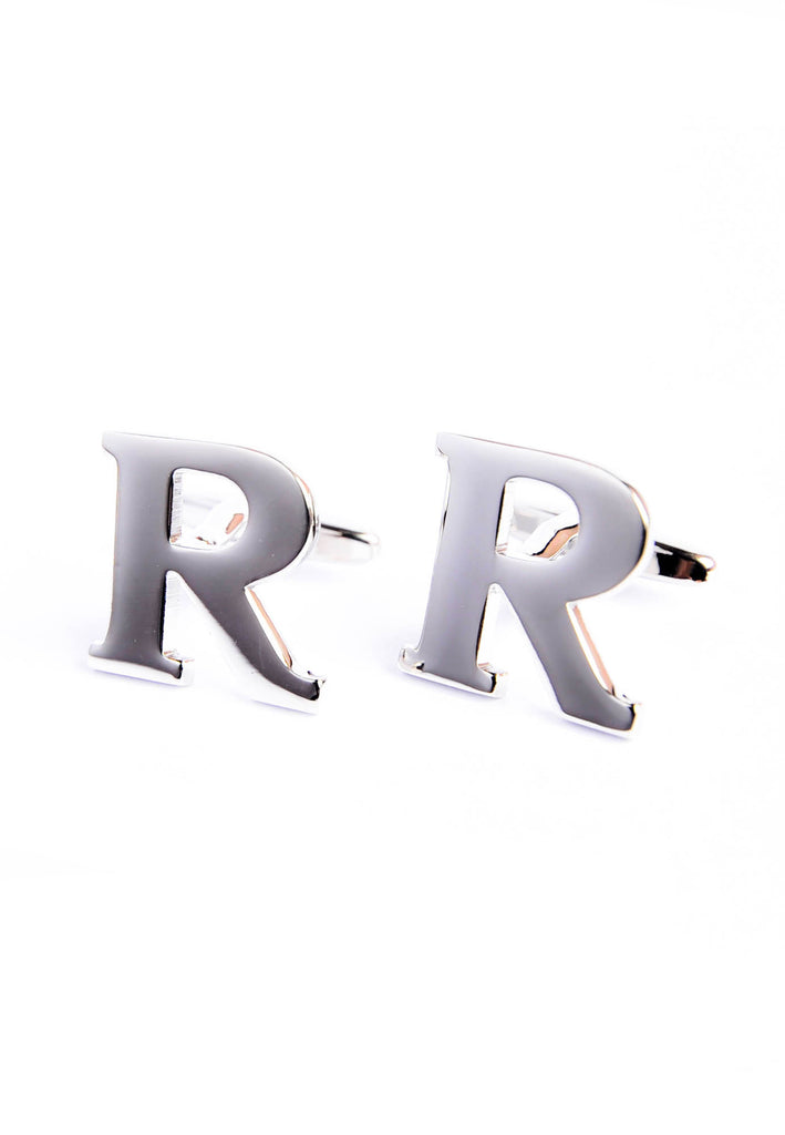 Monogram 字母镀铑袖扣 - R