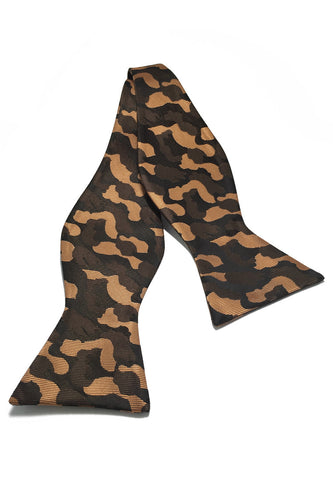 Manual Series Brown Army Camouflage Design Self-tied Man Made Silk Bow Tie