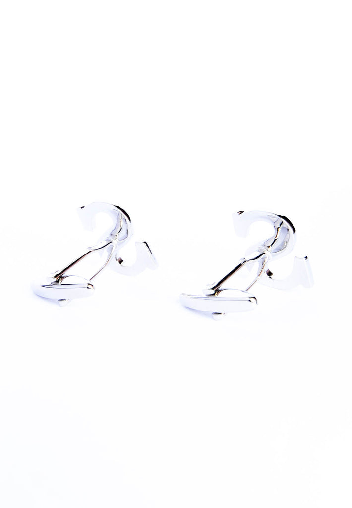 Monogram Alphabet Rhodium Plated Cufflinks - S