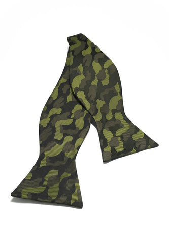 手动系列绿军迷彩设计自系人造丝领结