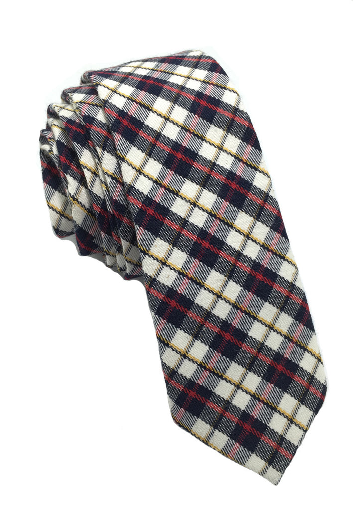 Grids Series Red, White, Blue & Yellow Skinny Cotton Tie
