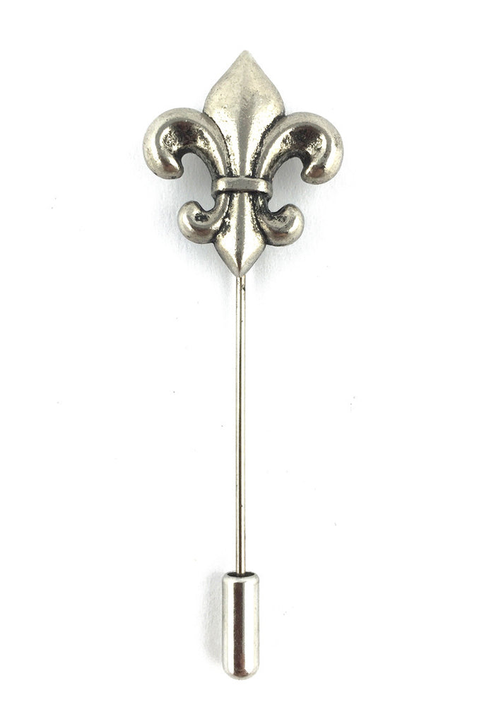 Pin Lapel Matt Silver Fleur De Lys