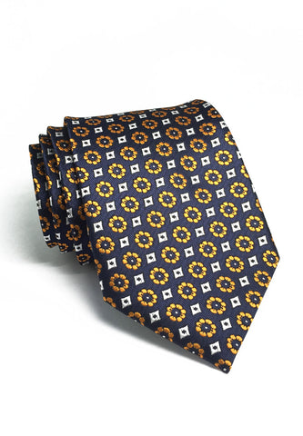 Pompon Series Orange Flower Design Polyester Tie