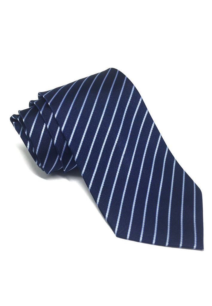 Satiny Series Blue Stripes Silk Tie