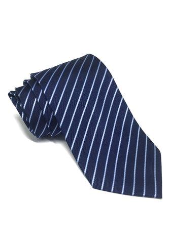 丝缎系列蓝色条纹真丝领带