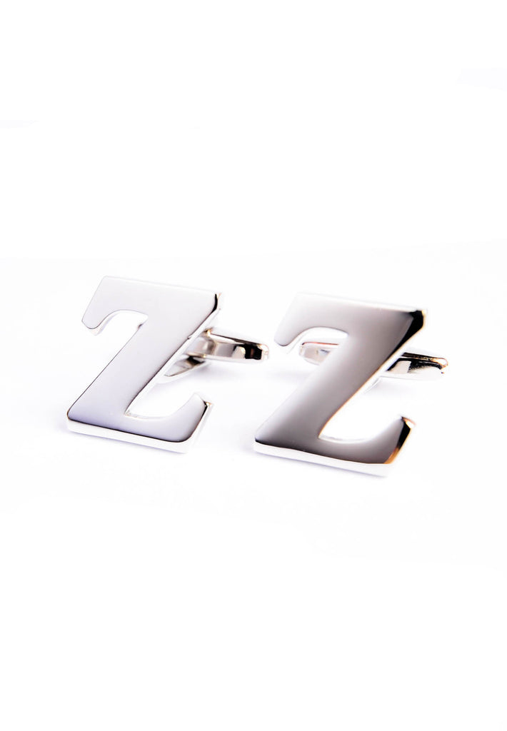 Monogram Alphabet Rhodium Plated Cufflinks - Z